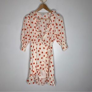 Rixo x Target Dress Women's Size S Red/White Polka Dot Ruffle Wrap‎ Vneck CP0300